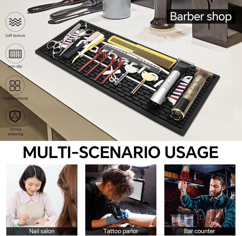 BarberTop Barber Mats for Clippers, Heat Resistant Anti Slip Hair Salon Service Mat, Rubber Barber Station Mat for Hair Styling Tools, Countertop Protector Pad for Electric Clipper, Scissors, Hair Clip - Image 4